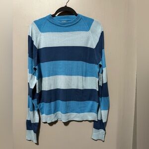 Vintage Waldorf Striped Sweater Blue Colorblock 90s Made in Korea S/M